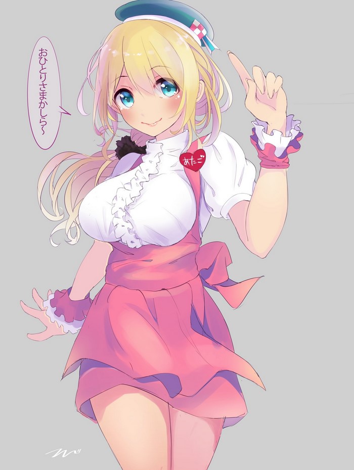 Anime girl in pink dress and beret