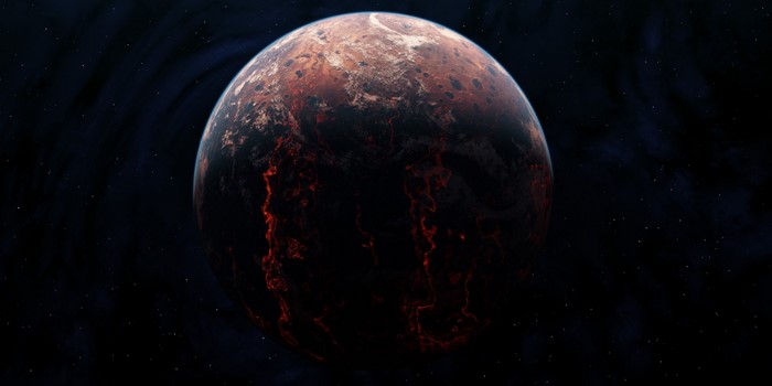 A volcanic planet in outer space