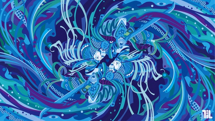 Abstract blue and purple swirling artwork by Taylor Crisdale