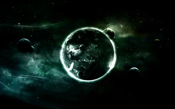 Planets and nebula in outer space