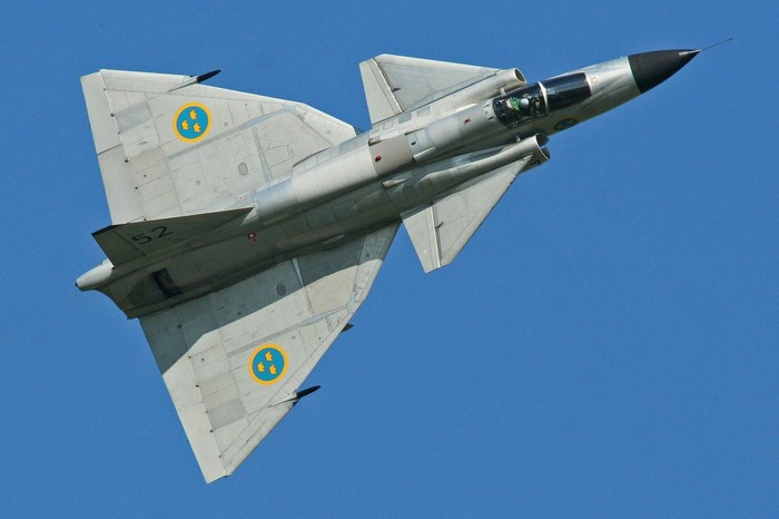 SAAB 37 Viggen Fighter Jet in Flight