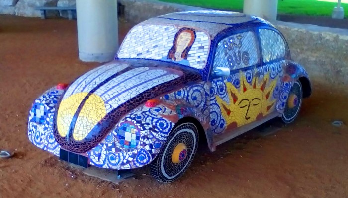Mosaic Volkswagen Beetle art car