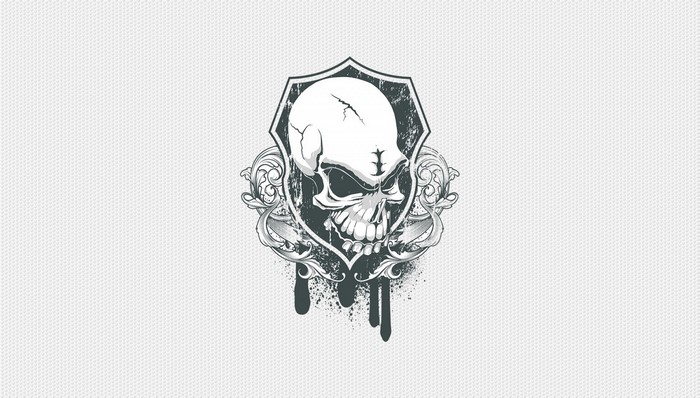 Skull with ornate shield and dripping effect