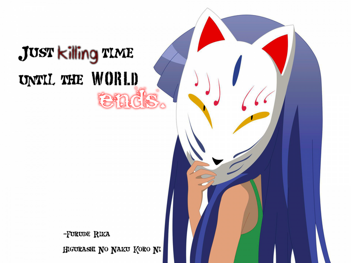 Furude Rika from Higurashi No Naku Koro Ni wearing a Kitsune mask