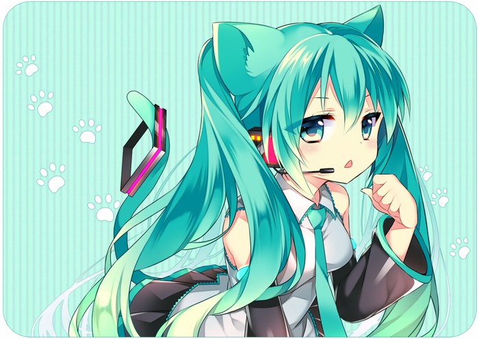Hatsune Miku from Vocaloid with cat ears