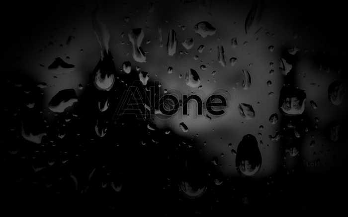 Alone text on a rainy window