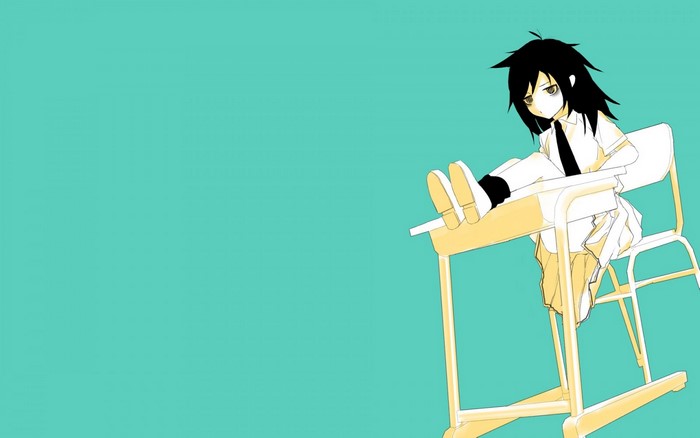 Kuroki Tomoko from Watashi ga Motenai no wa Dou Kangaetemo Omaera ga Warui sitting at a desk