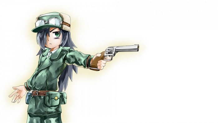 Kuroki Tomoko from Watashi ga Motenai no wa Dou Kangaetemo Omaera ga Warui holding a revolver