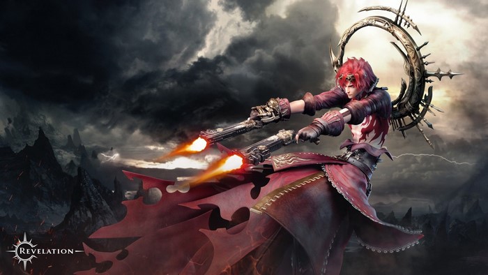 Character from Revelation Online firing guns
