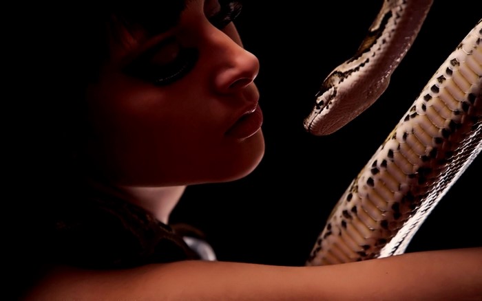 Woman with snake portrait
