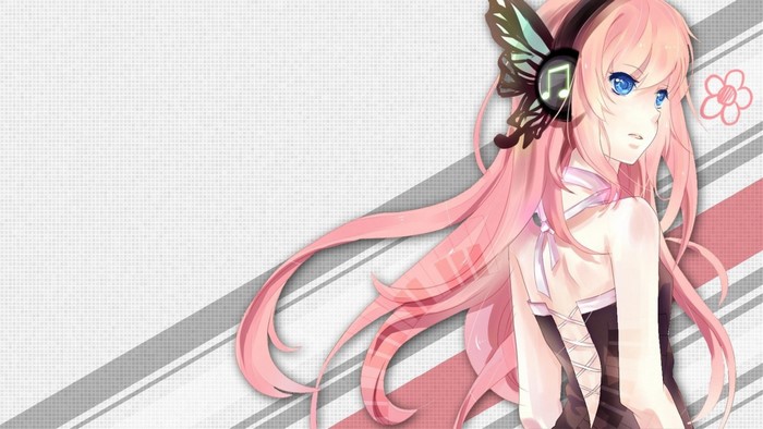 Megurine Luka from Vocaloid with pink hair and headphones