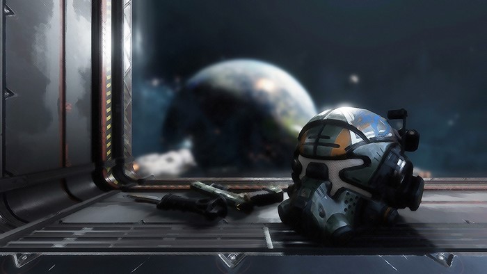 Pilot helmet and weapons from Titanfall 2