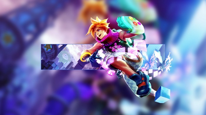 Ezreal from League of Legends with paint brush