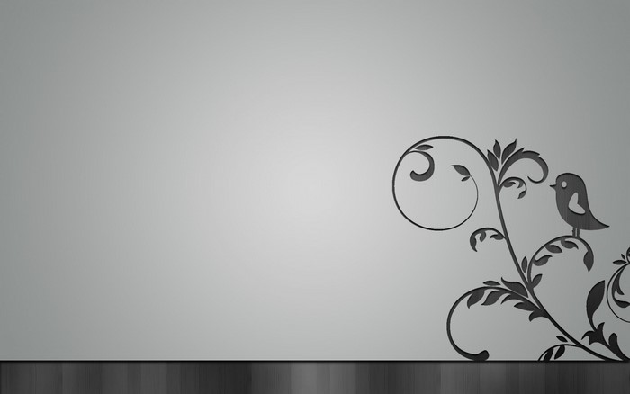 Minimalist bird and floral design on a grey background