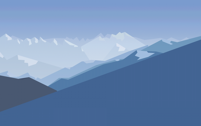 Minimalist mountain range landscape with blue sky