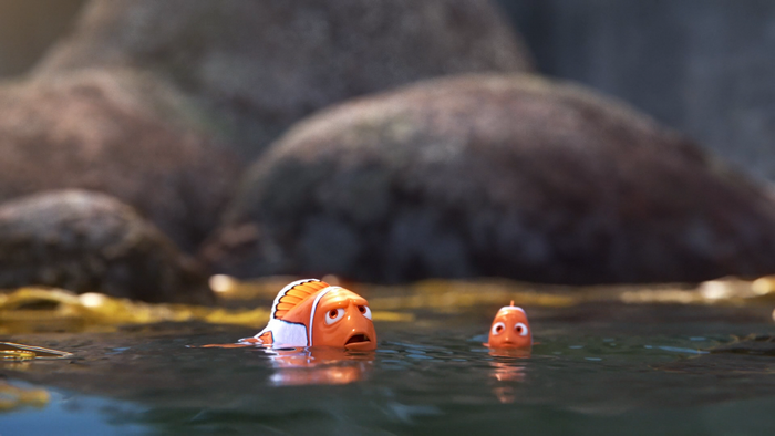 Marlin and Nemo from Finding Nemo in the water