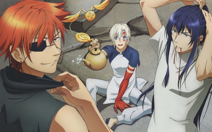 Allen Walker, Yu Kanda, Lavi, and Timcanpy from D.Gray-man