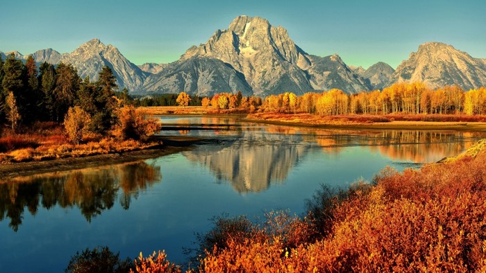 Autumn Morning Reflection in Mountain Valley