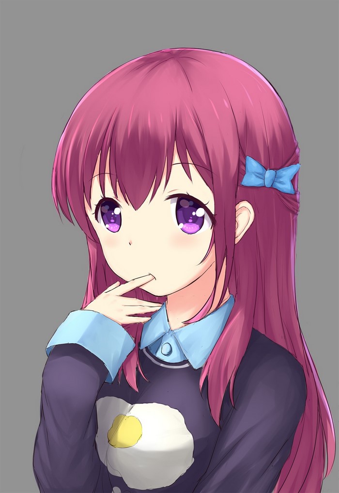 Anime girl with pink hair and purple eyes