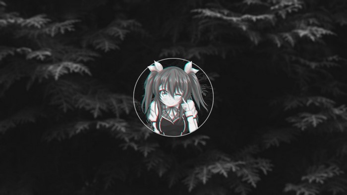Anime girl with pigtails in a circle