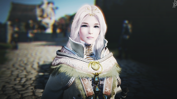 Woman with white hair from Black Desert Online