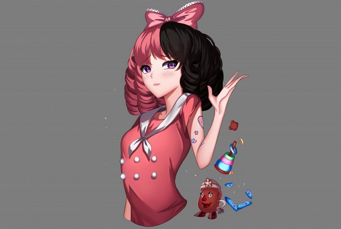 Anime girl with pink and black hair, Melanie Martinez