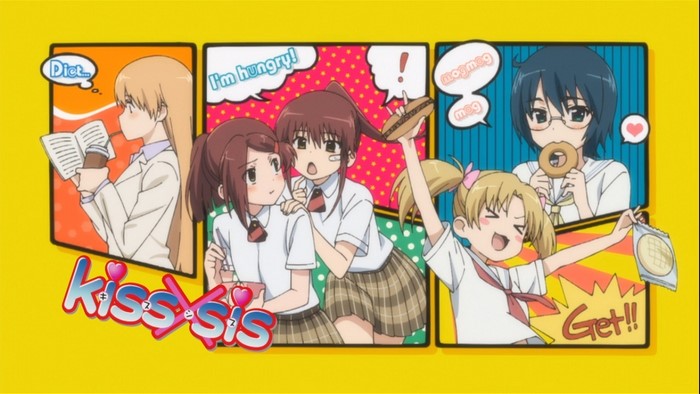 Kiss x Sis anime girls eating and drinking