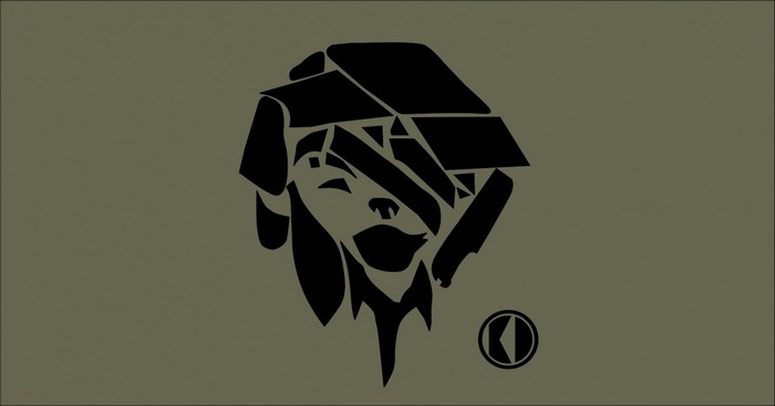 Abstract black and white illustration of a woman's face with geometric shapes