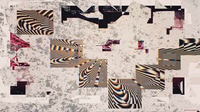 Abstract Glitch Art Collage with Geometric Patterns