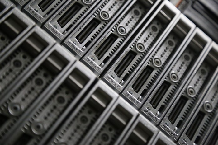 HP Blade PC server rack close-up