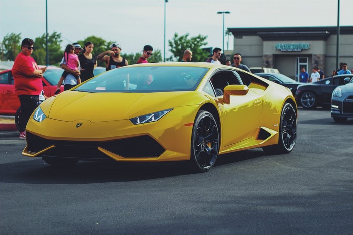 Yellow Lamborghini Huracan at a Car Meet