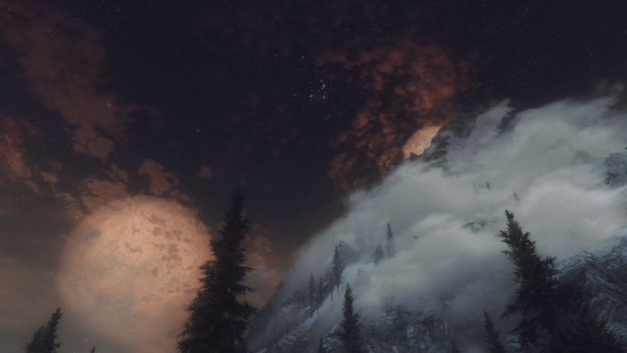 The Elder Scrolls V Skyrim: Night Sky Over Mountains