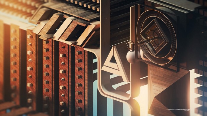 Abstract geometric wood design with light and shadow