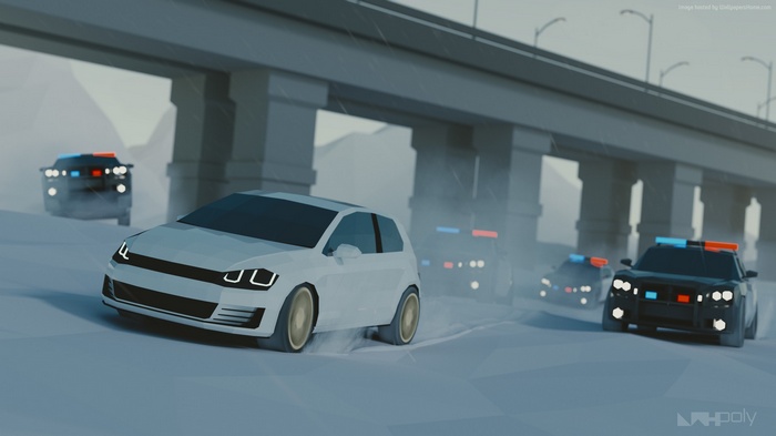 Low Poly Police Chase in Low Visibility