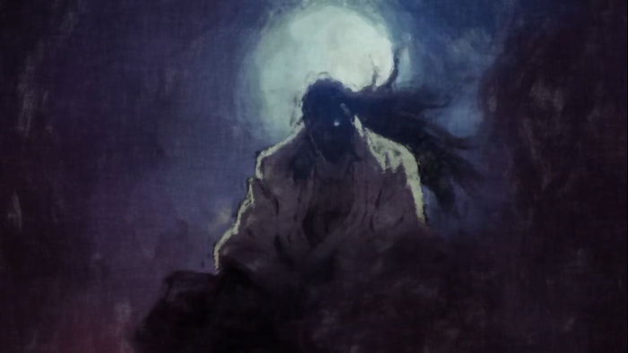 Anime character in a dark cave