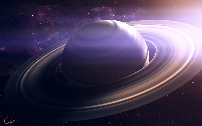 Majestic Planet with Glowing Rings in Deep Space