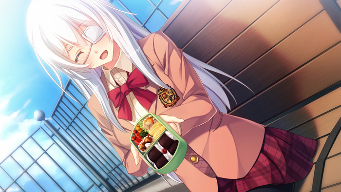 Miyasu Sanae from Innocent Bullet holding a bento box