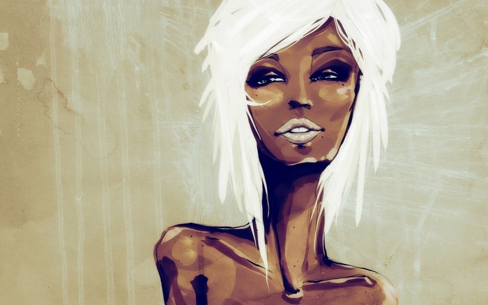Artwork of a woman with white hair