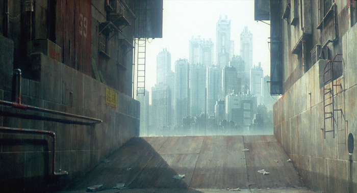 Ghost in the Shell cityscape alleyway