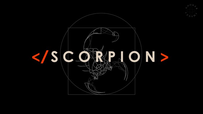 Scorpion logo with code brackets