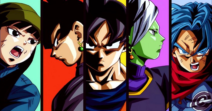 Mai, Goku Black, Goku, Zamasu, and Trunks from Dragon Ball Super