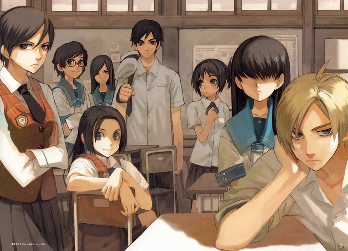 Denpa teki na Kanojo characters in a classroom