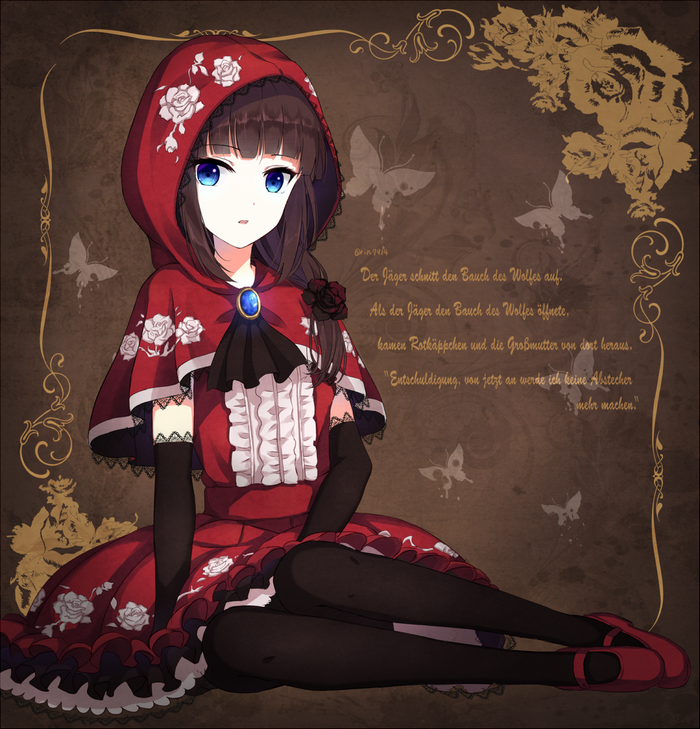 Anime girl in Little Red Riding Hood costume