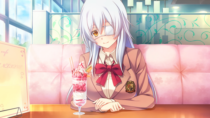 Miyasu Sanae from Innocent Bullet with a parfait
