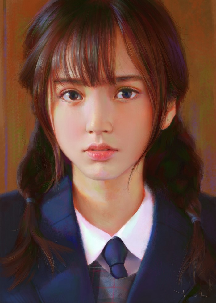Portrait of a Young Woman with Braided Hair