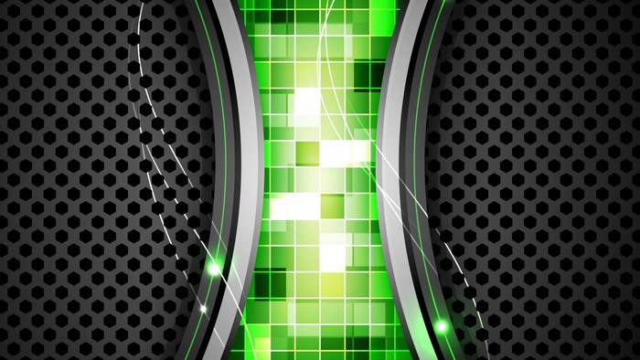 Abstract Green and Black Hexagonal Pattern with Light Effects