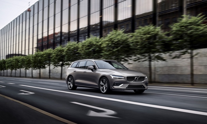Volvo V60 driving on a city street