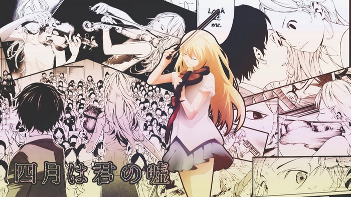 Shigatsu wa Kimi no Uso anime collage with Kaori Miyazono