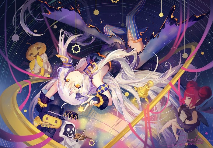 Luo Tianyi and friends in a Halloween galaxy