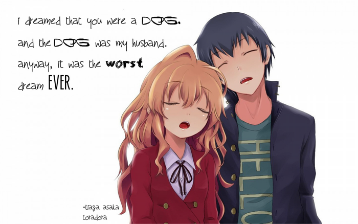 Taiga Aisaka and Ryuuji Takasu from Toradora! quote